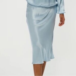 NWT Michael Stars Lela Bias Cut MIDI Satin Skirt in Color Fountain Size Small